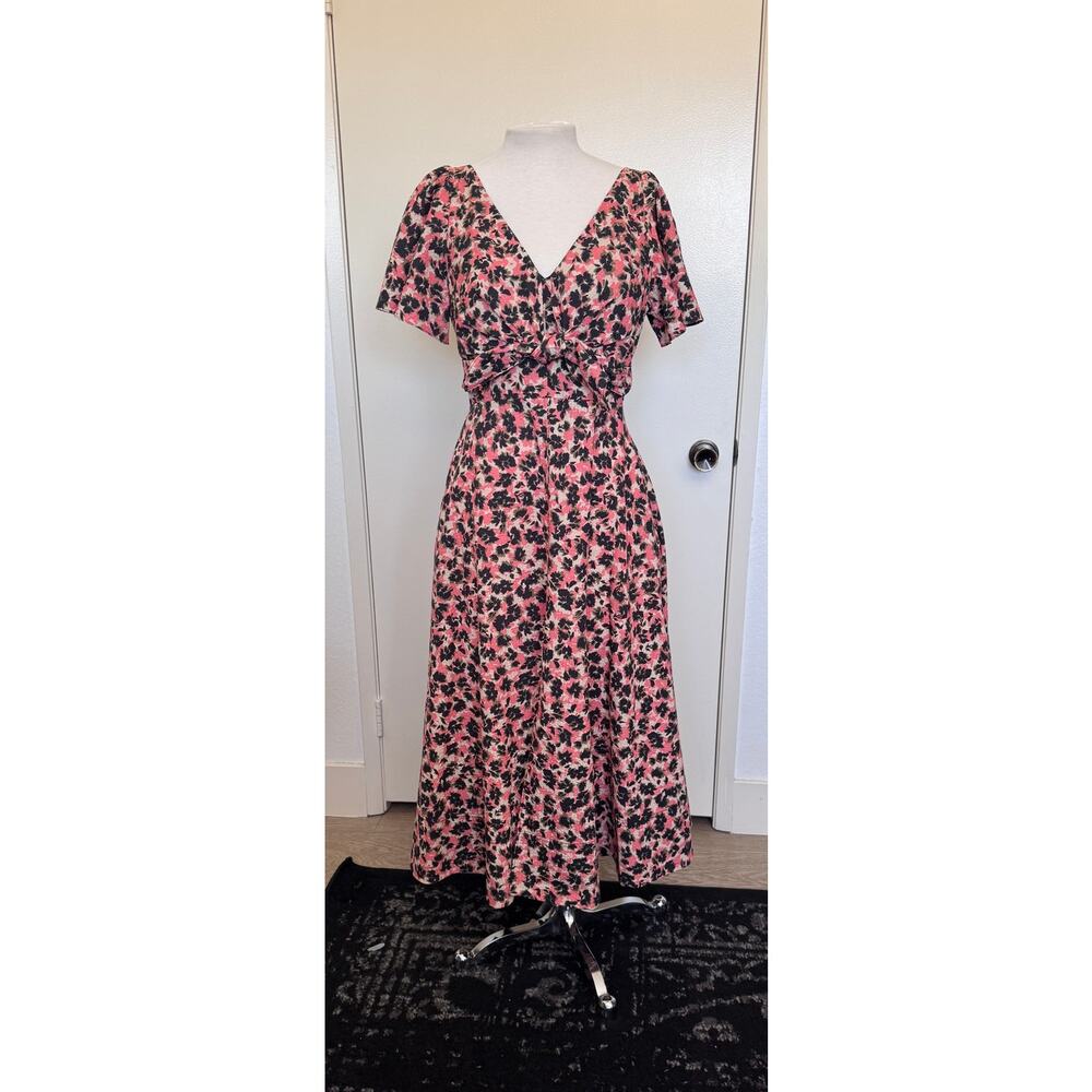 NWOT Tanya Taylor Lonna Floral Twisted Midi Dress in Shell Pink Size 4 - Picture 3 of 5